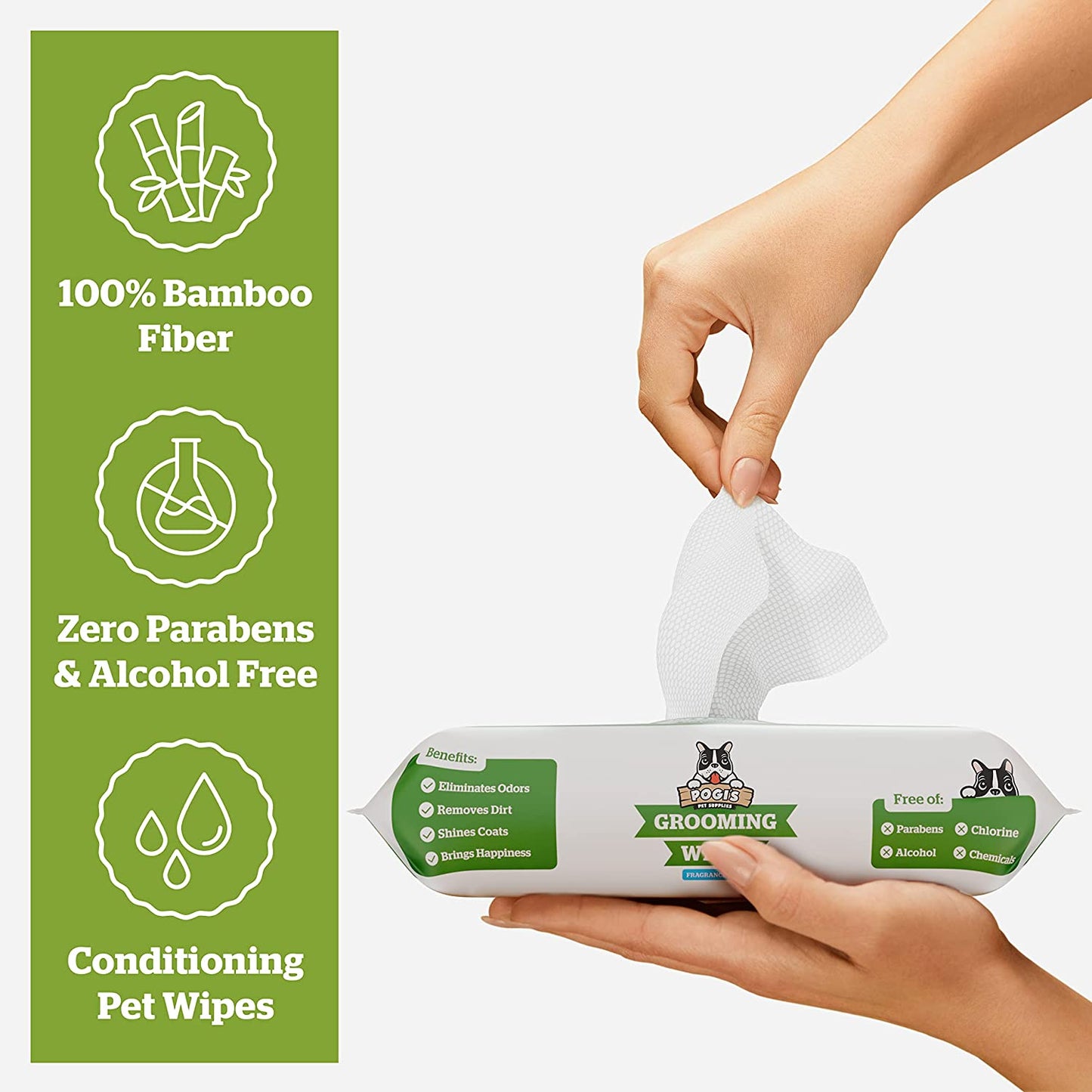 Pogi’S Dog Grooming Wipes – Hypoallergenic Pet Wipes for Paws, Body & Butt – Cleaning & Hydrating, Fragrance Free, 400-Count