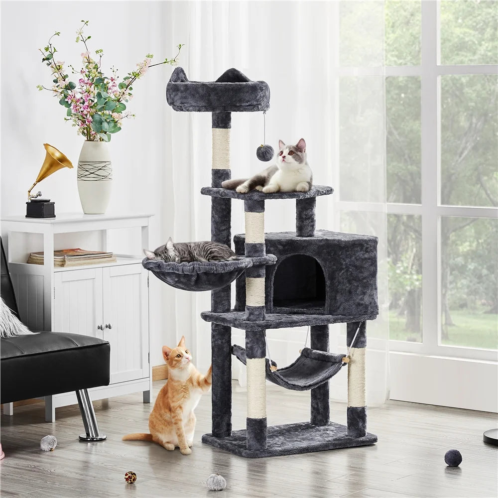 55" Cat Tree Tower for Small Medium Cats, Dark Gray