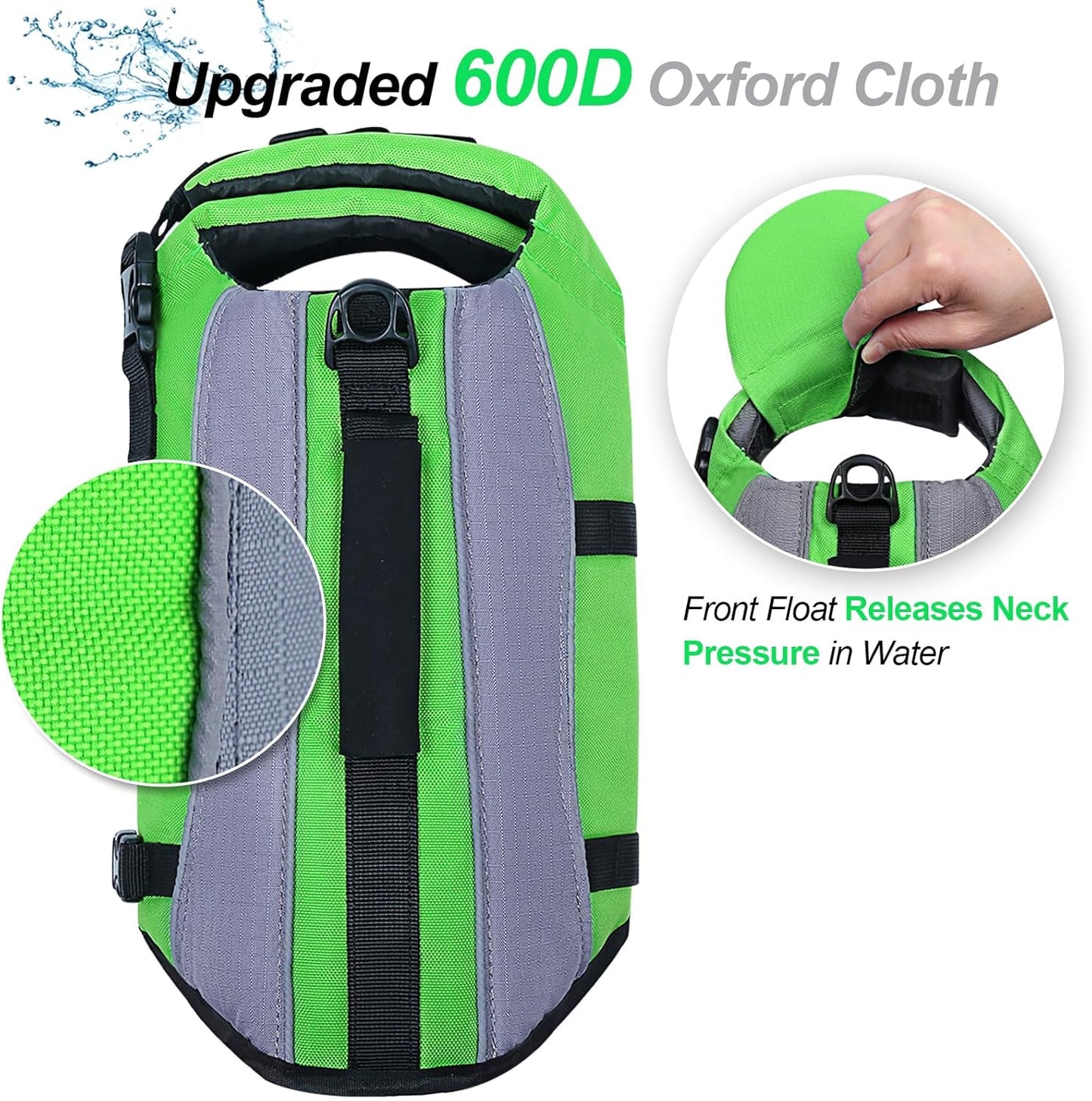 Front Float Dog Life Vest, Dog Life Jacket for Swimming & Boating, Swimming Vest with Chin Float & Handle, Ripstop & Buoyancy for Puppy Doggy, S, Pink