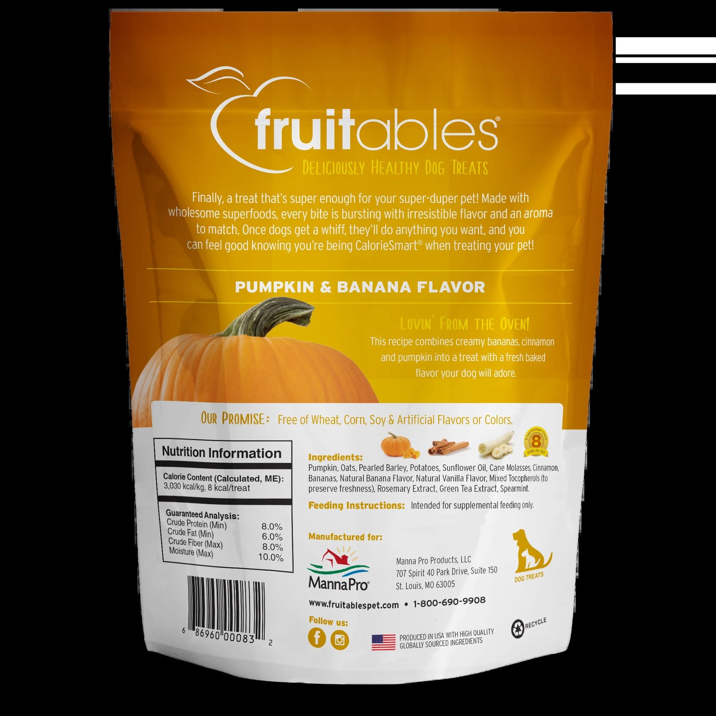 Baked Dog Treats – Pumpkin Treats for Dogs – Healthy Low Calorie Treats – Free of Wheat, Corn and Soy – Pumpkin and Banana – 12 Ounces