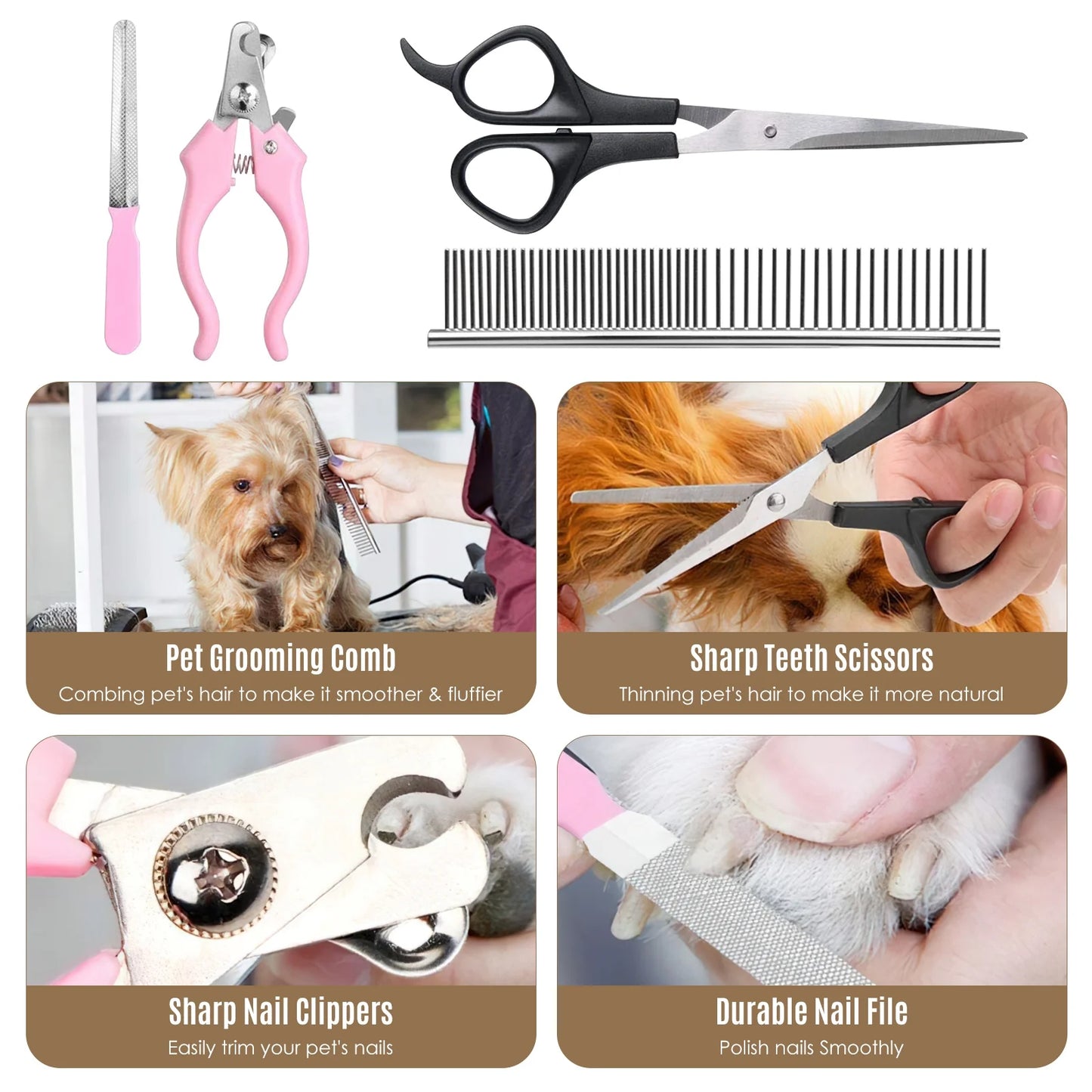 Cordless Dog Grooming Kit, Dog Clippers, Professional Quiet Electric Pets Hair Trimmers