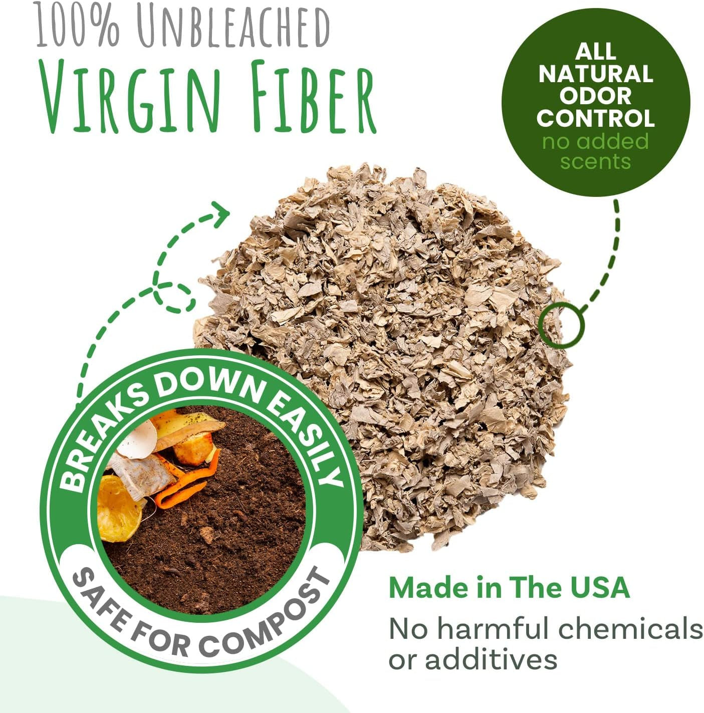 Brown Natural Paper Bedding, Soft Animal Bedding with Odor Control for Guinea Pig, Rabbit, Hamster, or Bunny, Cage Accessories, Made in the USA, 178L (2 Pack)