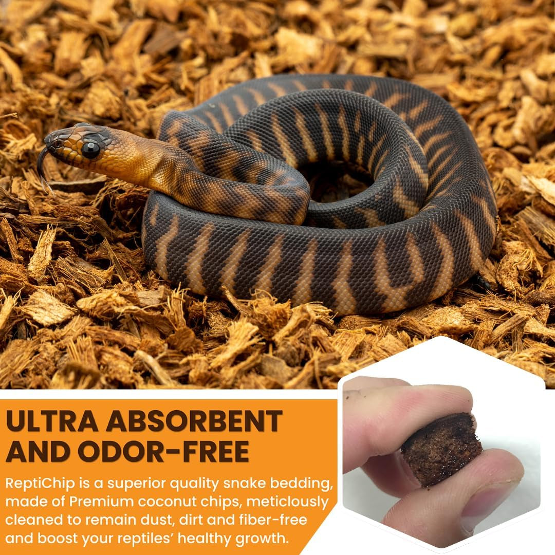 Babichip Coconut Chip Substrate for Reptiles 12 Quart Loose Small Sized Coco Husk Chip Bedding for Ball Pythons, Other Snakes, Tortoises, Geckos, Frogs, or Lizard Terrarium Tanks