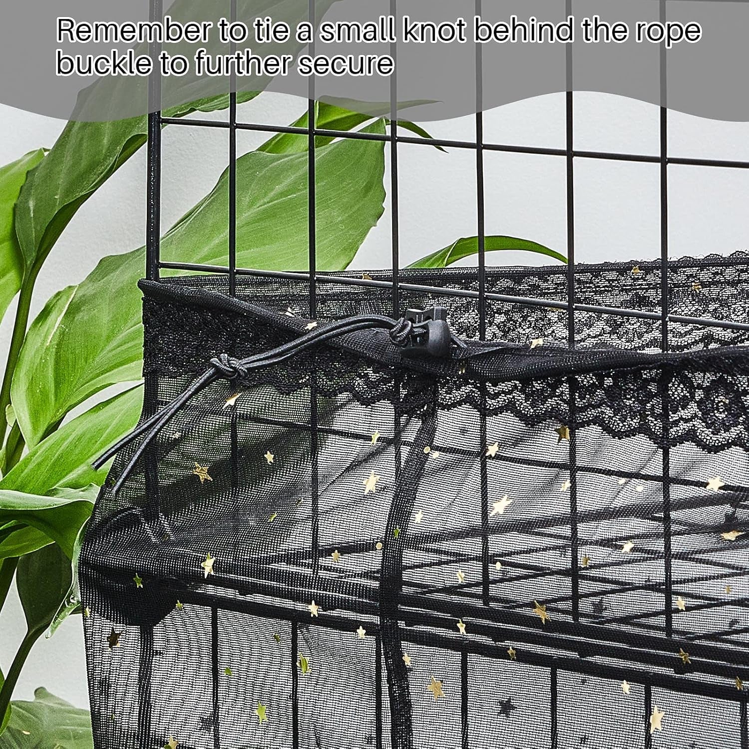 Large Bird Cage Cover Birdcage Nylon Mesh Net Cover Seed Feather Catcher Twinkle Star Universal Birdcage Cover Bird Seed Guard Skirt for Parakeet Macaw African round Square Cage (Black, L)
