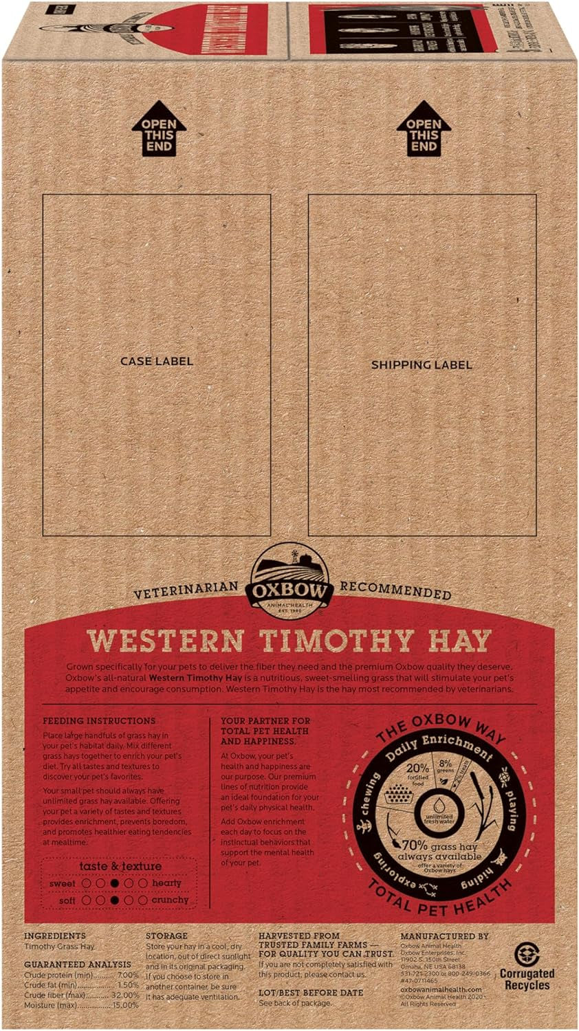 Animal Health Western Timothy Hay, Guinea Pig Hay, Small Pet Bunny Supplies, All Natural Grass for Guinea Pig, Bunny, Chinchilla & Hamster,  Rabbit Supplies for Bunnies, 9 Lb Box