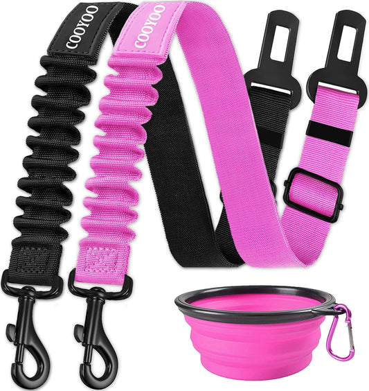 Dog Seat Belt,3 Piece Set Retractable Dog Car Adjustable Seatbelts for Vehicle Nylon Pet Safety Heavy Duty & Elastic & Durable Car Harness for Dogs