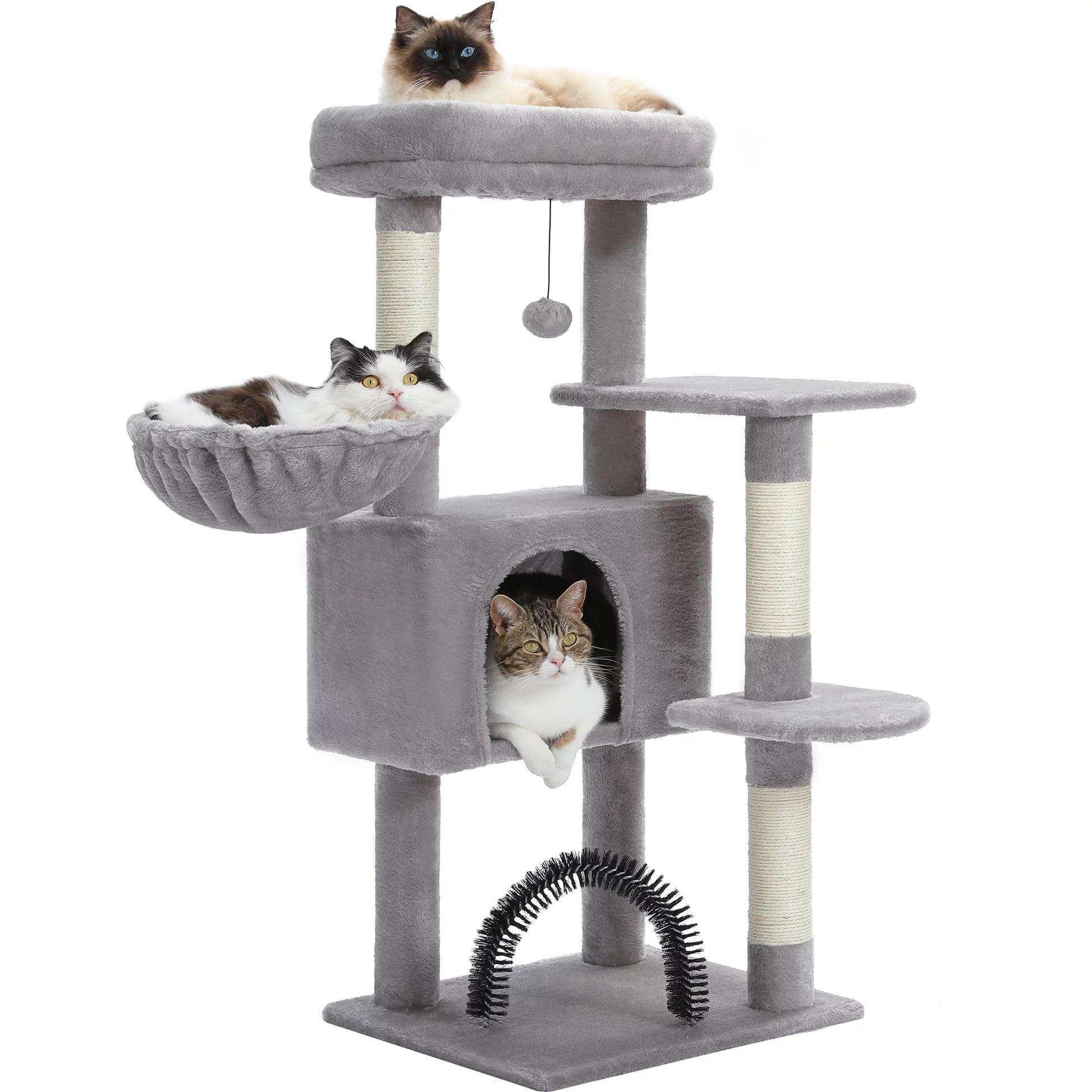 42" Cat Tree Condo with Large Perch Scratching Posts for Indoor Cats,Light Gray