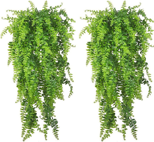 Reptile Plants Hanging Fake Vines Boston Climbing Terrarium Plant with Suction Cup for Bearded Dragons Lizards Geckos Snake Pets Hermit Crab and Tank Habitat Decorations (2 Pack)