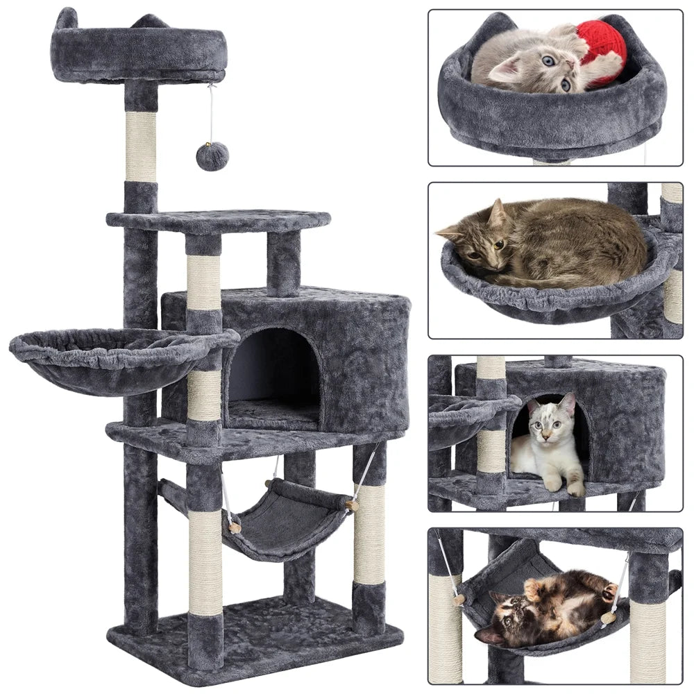 55" Cat Tree Tower for Small Medium Cats, Dark Gray