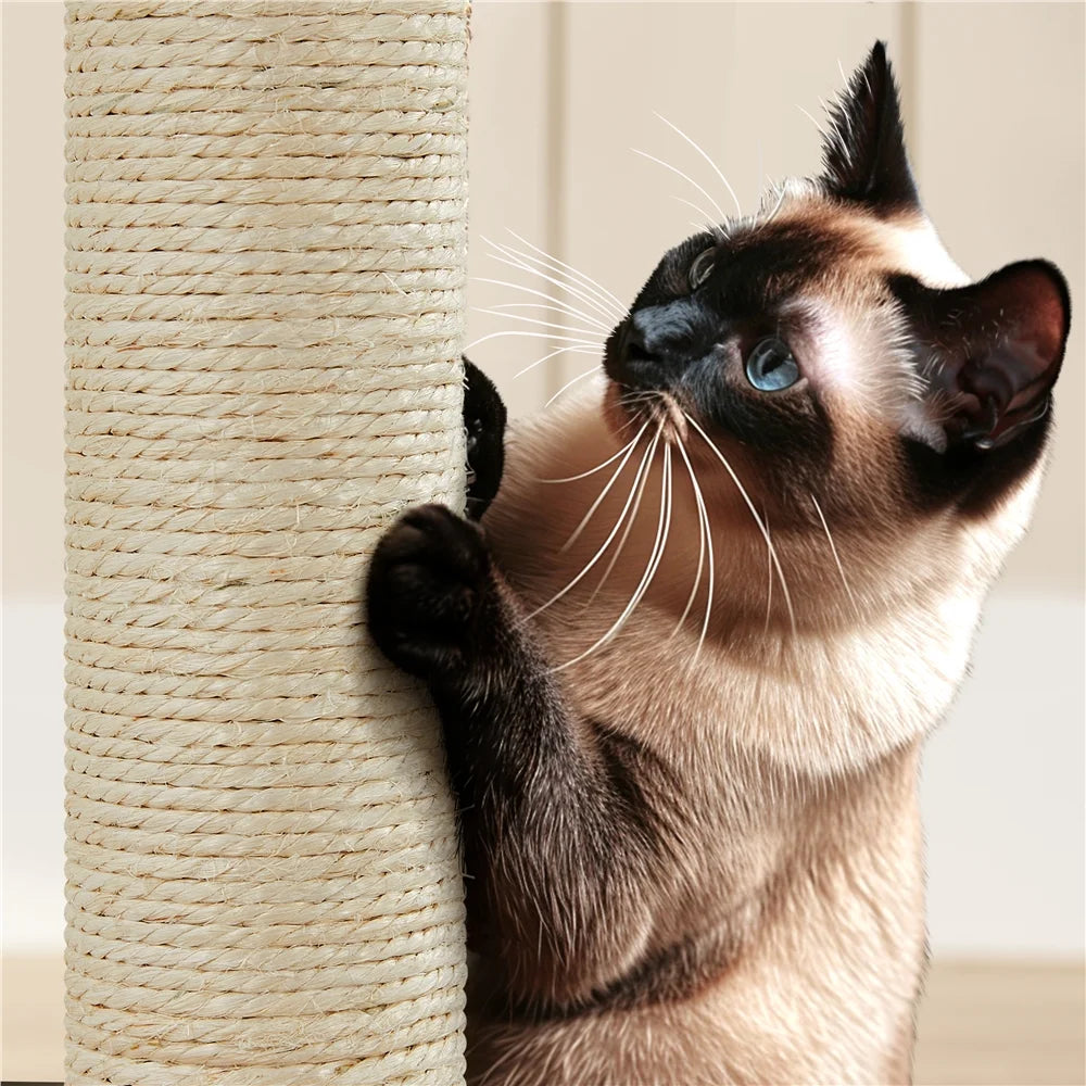 53.9" H Cat Tree with Double Condos, Scratching Posts & Ramp, Green