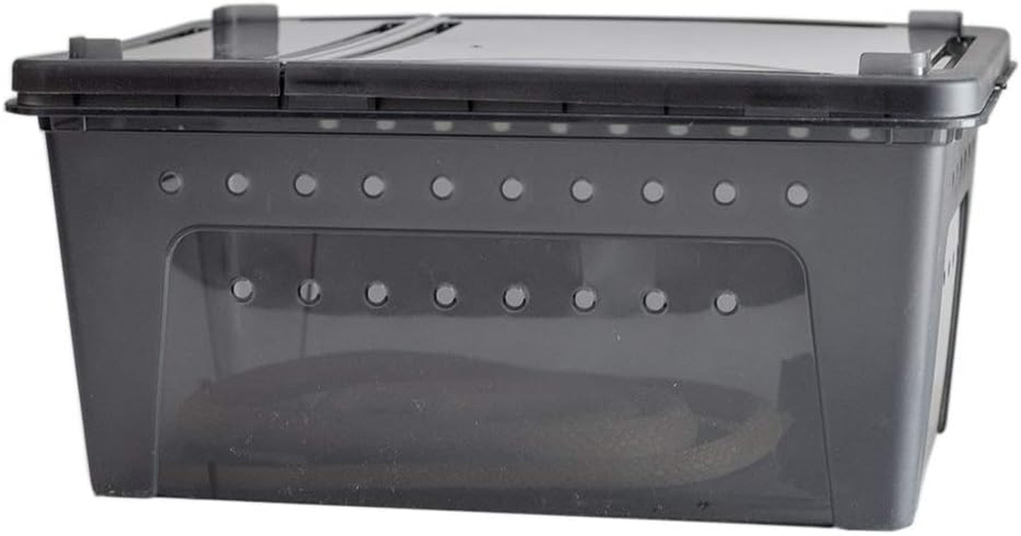 Portable Reptile Terrarium Habitat for Mini Pet Houses Breathable Holes Stackable Container (Black-L)