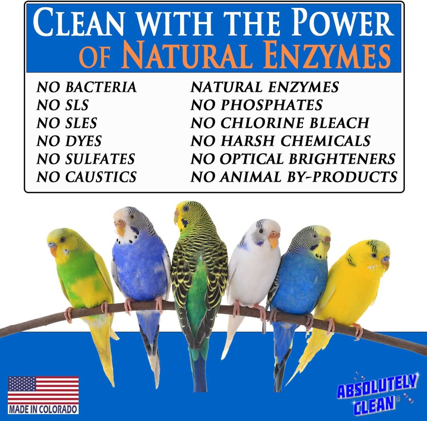 Amazing Bird Cage Cleaner and Deodorizer - Just Spray/Wipe - Safely & Easily Removes Bird Messes Quickly and Easily - Made in the US - Fragrance Free - 128Oz Gallon