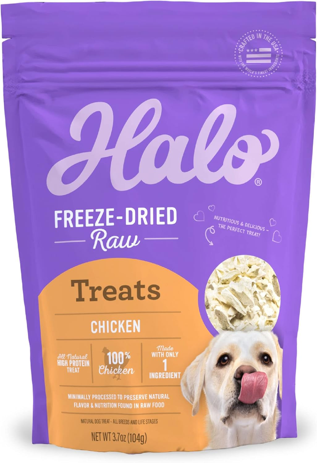 Freeze Dried Raw Dog Treats, 100% Chicken Breast Recipe, Dog Treats Pouch, All-Natural High Protien Treat, 3.7 Oz Pouch