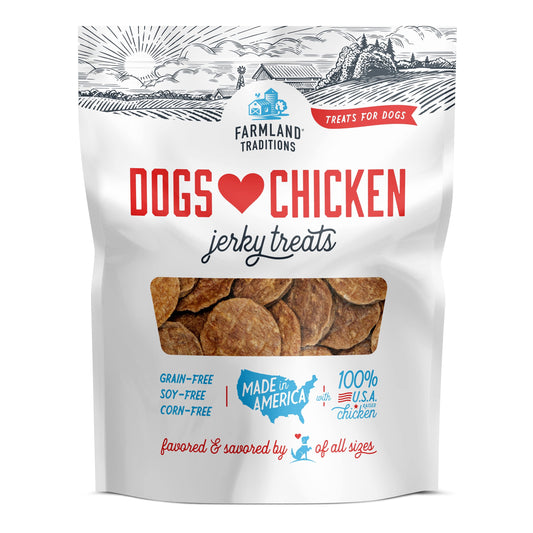 Dogs Love Chicken Jerky Dog Treats with Only 3 Ingredients and No Fillers, 1 Pound Bag