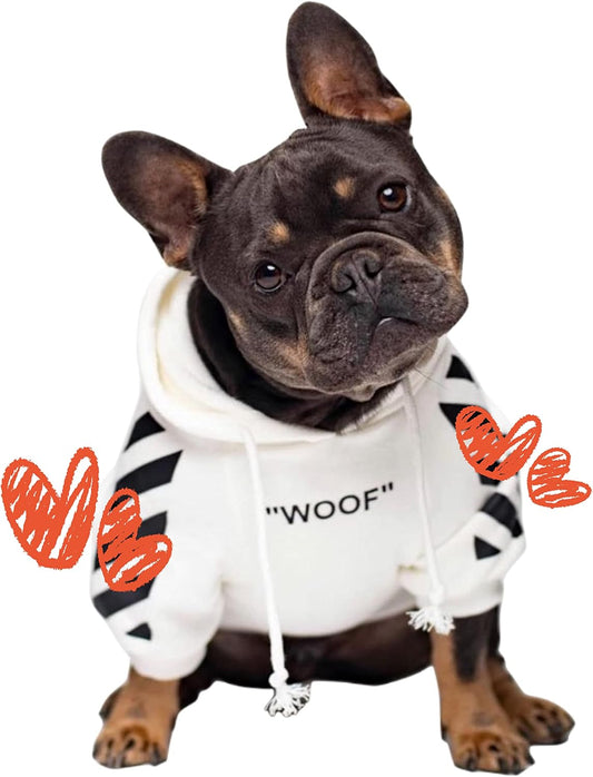 Stylish Dog Hoodie Dog Clothes Streetwear Cotton Sweatshirt Fashion Outfit for Dogs Cats Puppy Small Medium Large (XL, White)