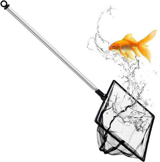 Aquarium Fish Net, 5 Inch Fine Mesh Fish Tank with Extendable 9-24 Inch Long Handle