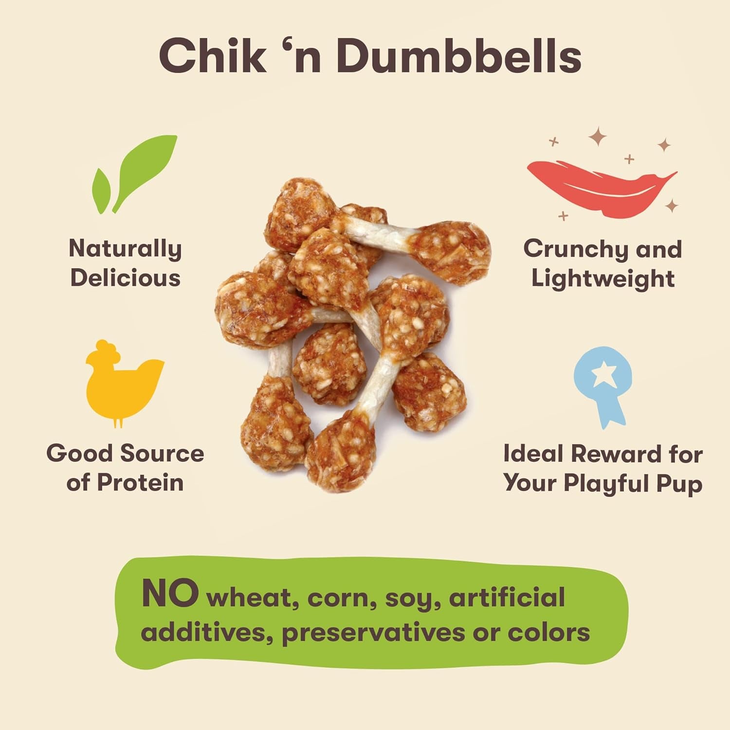 Chik 'N Rice Dumbbells - All Natural Dog Treats, Chicken, 32 Oz