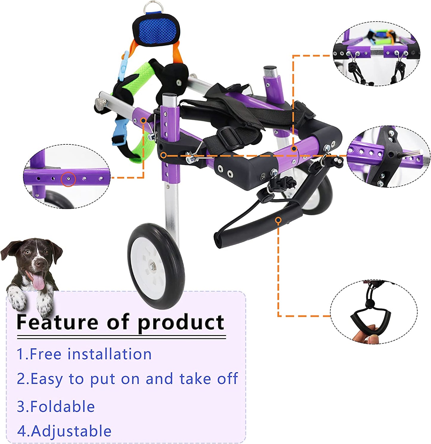 Adjustable Dog Wheelchair for Back Legs,Pet/Doggie Doggy Wheelchairs with Disabled Hind Legs Walking (XS-A)