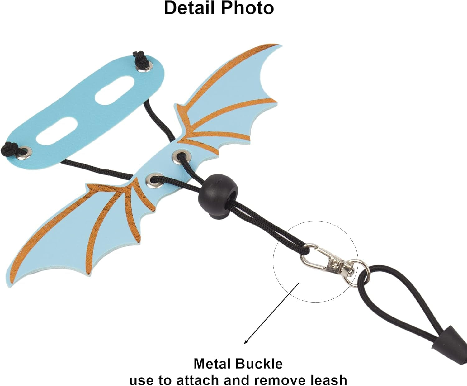 Bearded Dragon Harness, Blue, Wing Style, Animal Harness, 3 Size Pack, Soft Leather, Durable Nylon Rope, Removable Leash, Suitable for Baby to Adult Beardies