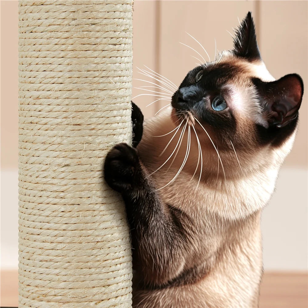 53.9" H Cat Tree with Double Condos, Scratching Posts & Ramp, Pink