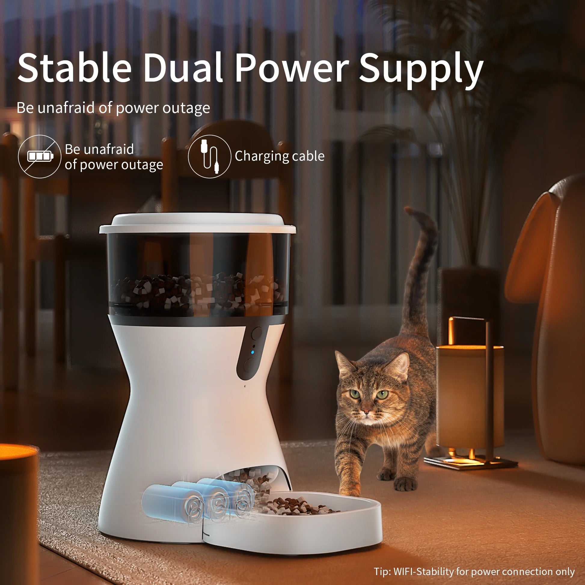 Automatic Cat Feeders Wifi, Timed Dog Feeder with 10S Dining Voice Record, 4L Cat/Dog Food Dispenser