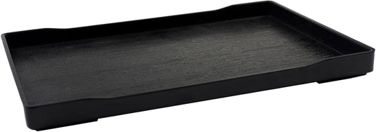 Reptile Bowl Large Food and Water Dish Enough Space Also Fit for Bath Simulated Wood Grain Surface (L, Black)