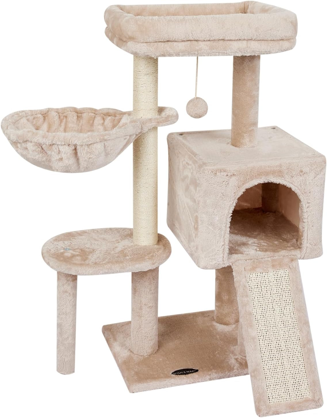 Cute Cat Tree Kitten Cat Tower for Indoor Cat Condo Sisal Scratching Posts with Jump Platform Cat Furniture Activity Center Play House Beige