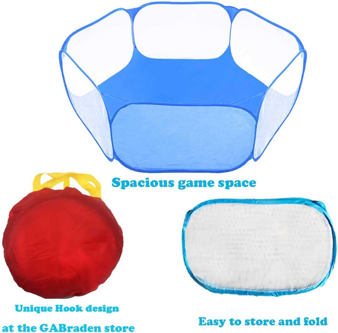 Small Animals Tent,Reptiles Cage,Breathable Transparent Pet Playpen Pop Open Outdoor/Indoor Exercise Fence,Portable Yard Fence (Blue)