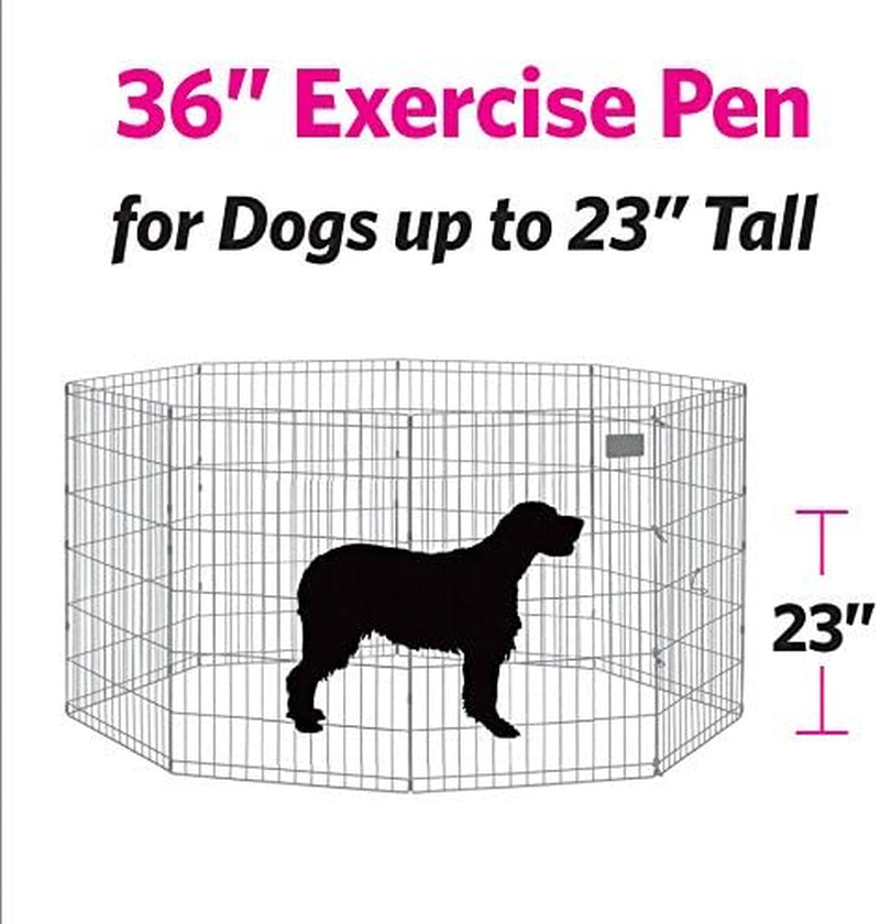 Dog Exercise Pen & Playpen, 24" W X 36" H, No Door, Black