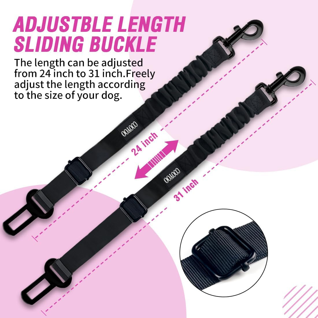Dog Seat Belt,3 Piece Set Retractable Dog Car Adjustable Seatbelts for Vehicle Nylon Pet Safety Heavy Duty & Elastic & Durable Car Harness for Dogs