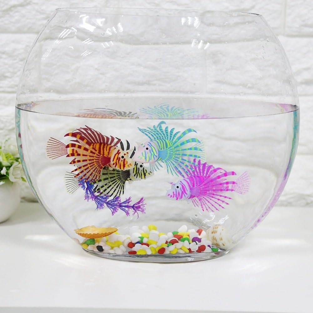 Artificial Lion Fish,Luminous Fake Fish,Aquarium Fish Tank Ornament,Glow Simulation Animal Decoration (Black)