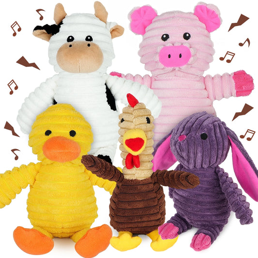 Dog Toys, 5 Pack, Squeaky Plush Dog Chew Toys Gift for Small Medium Large Dogs, Puppy