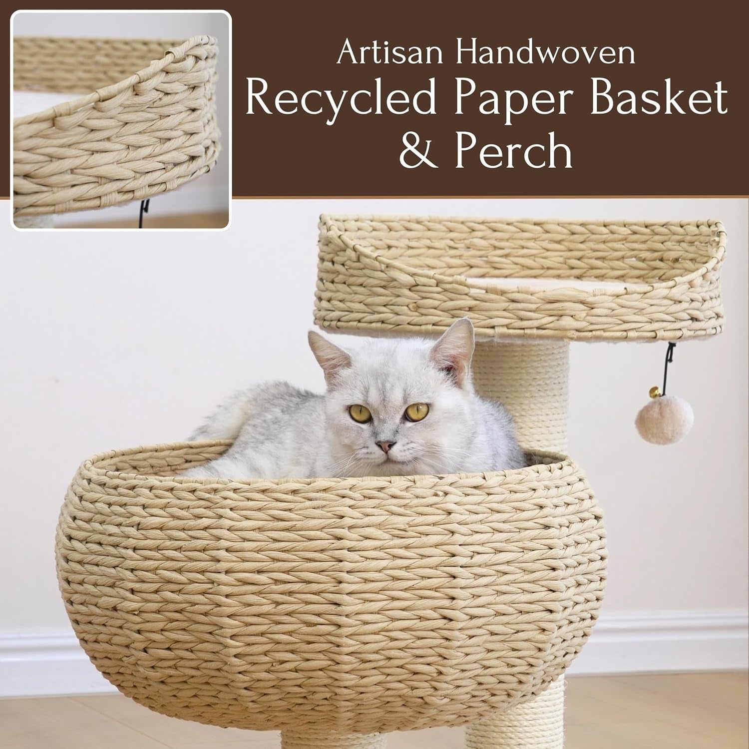 Paper Rope Natural Bowl Shaped with Perch Cat Tree