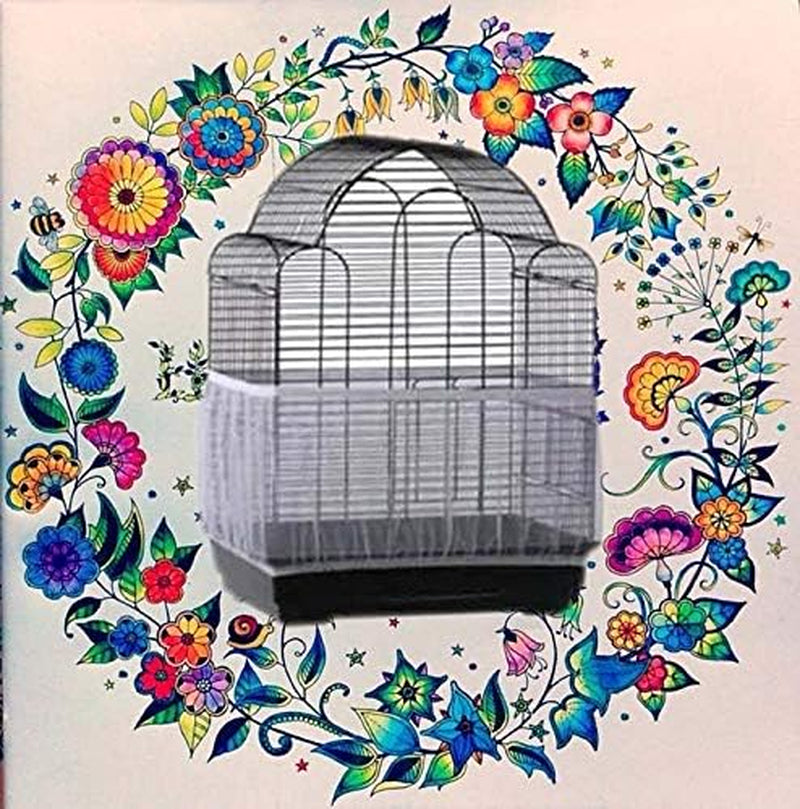 Bird Cage Cover Nylon Mesh Ventilated Skirt Seed Catcher for Pet Parrot Cage Accessories Blue