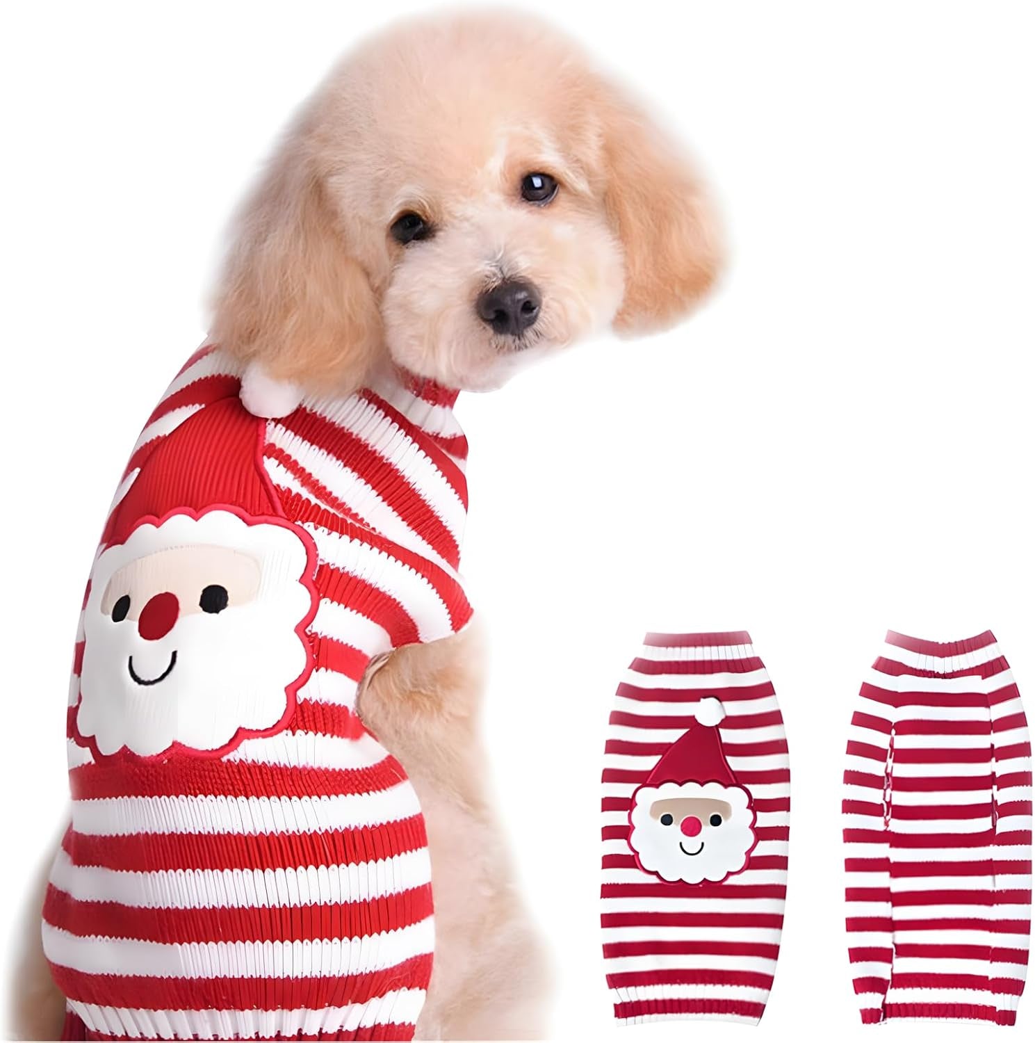 Santa Claus Sweater (Large) Acrylic Christmas Pet Apparel for Small to Medium Dogs and Cats - Adjustable, Easy to Clean, Thematic