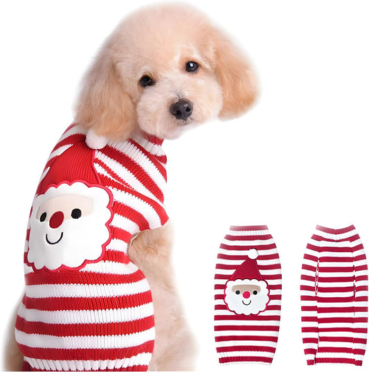 Santa Claus Sweater (Large) Acrylic Christmas Pet Apparel for Small to Medium Dogs and Cats - Adjustable, Easy to Clean, Thematic