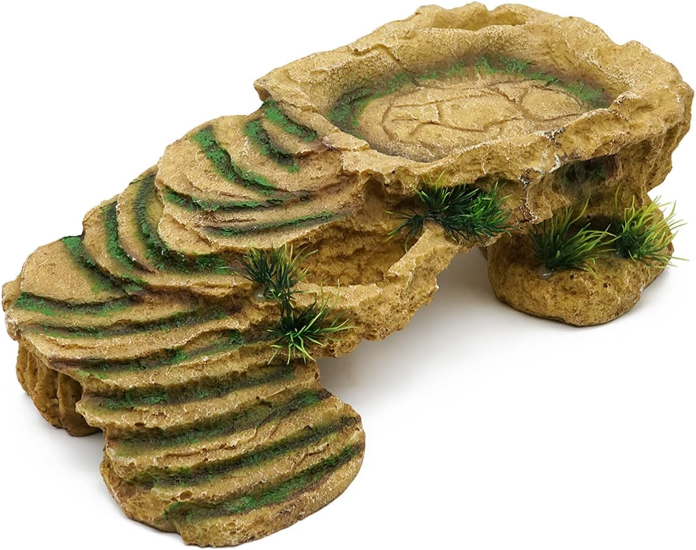 Turtle Basking Platform Reptile Terrarium Hideout Tortoise Resin Rock Hide Cave Habitat Ornament for Bearded Dragon Frogs Lizards Spiders Fish Amphibians Aquarium, Large