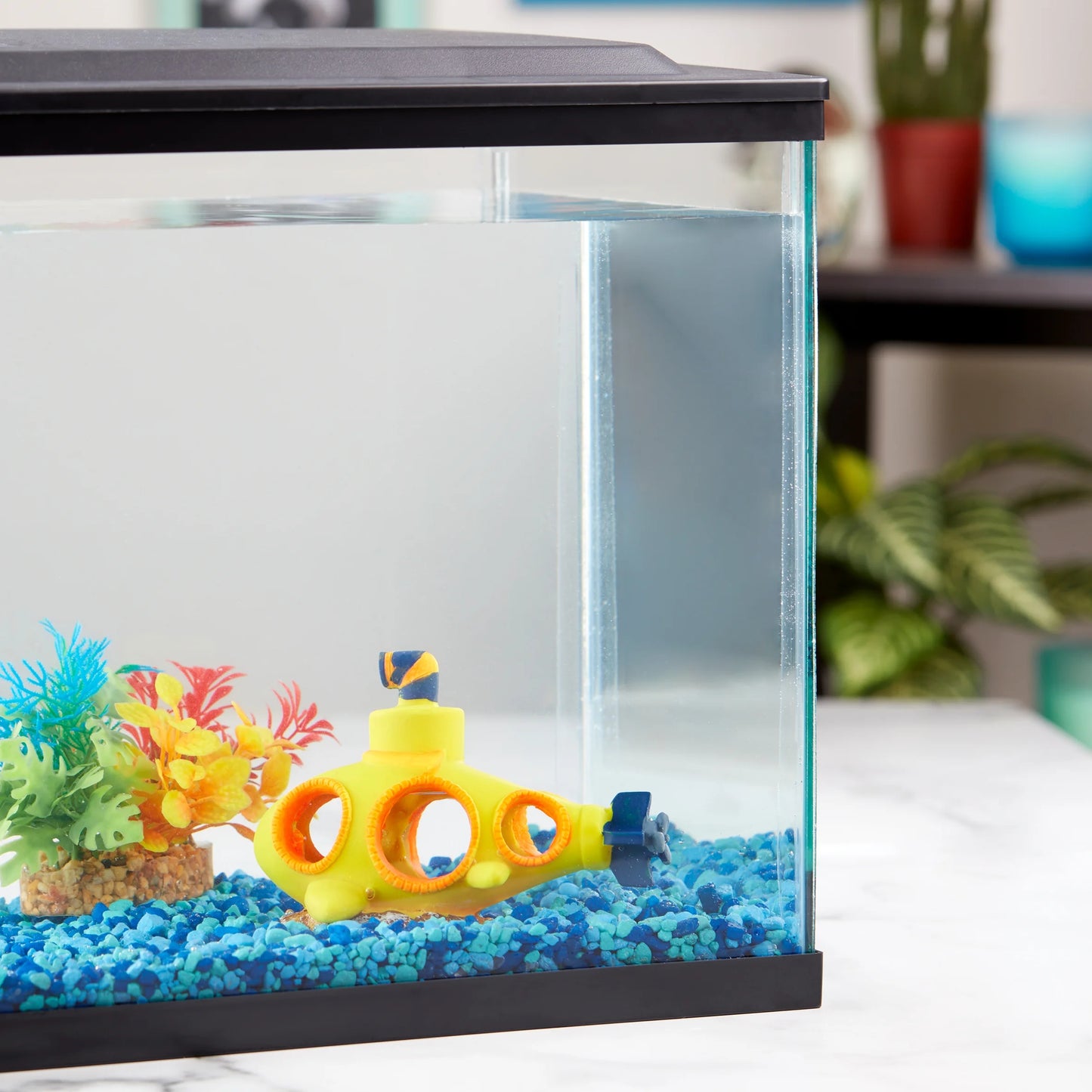 Yellow Submarine Glow in the Dark Polyresin Aquarium Ornament