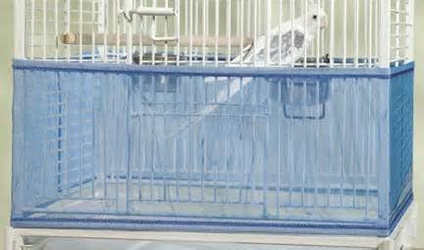 Bird Cage Cover Nylon Mesh Ventilated Skirt Seed Catcher for Pet Parrot Cage Accessories Blue
