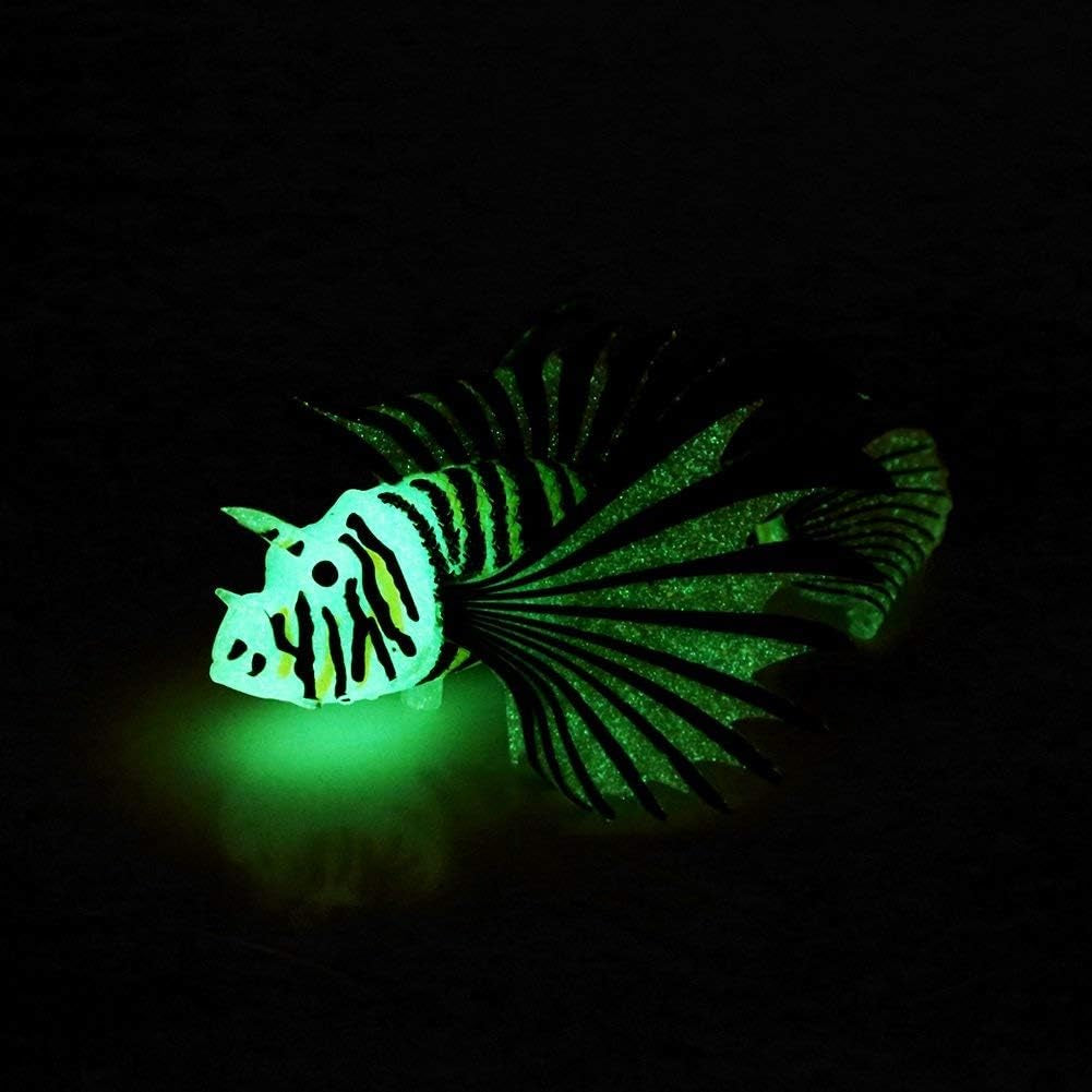 Artificial Lion Fish,Luminous Fake Fish,Aquarium Fish Tank Ornament,Glow Simulation Animal Decoration (Black)