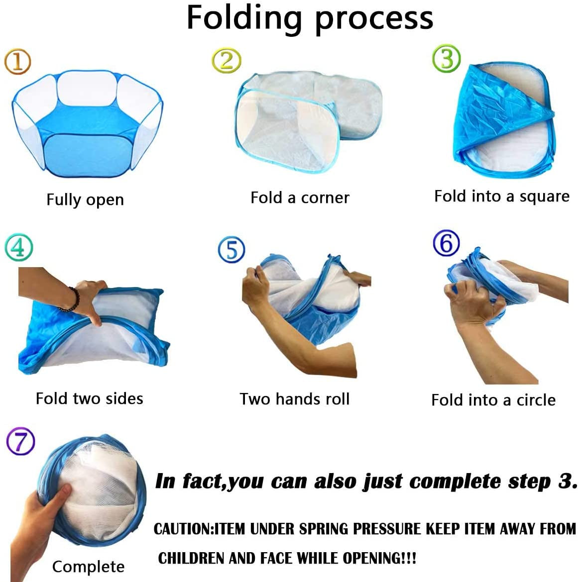 Small Animals Tent,Reptiles Cage,Breathable Transparent Pet Playpen Pop Open Outdoor/Indoor Exercise Fence,Portable Yard Fence (Upgrade Blue)