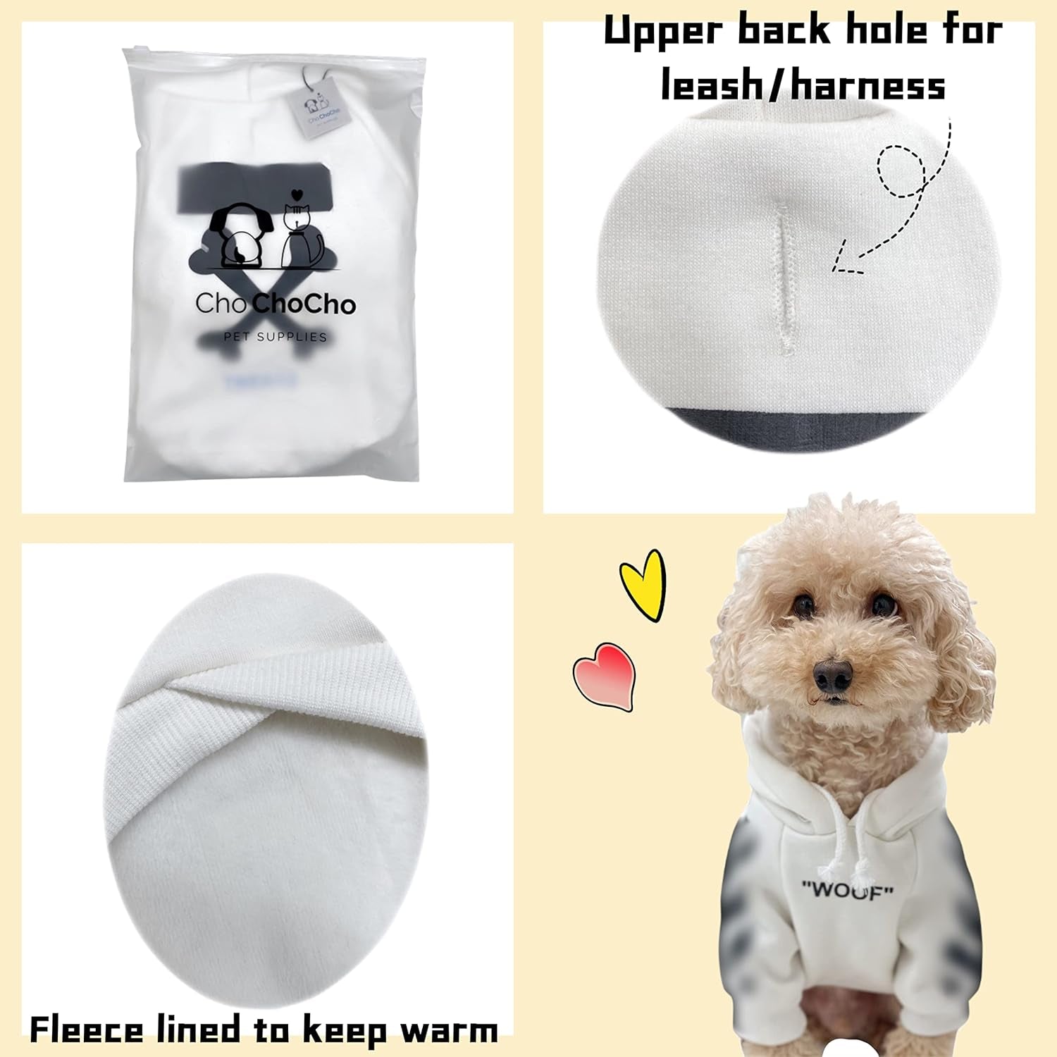 Stylish Dog Hoodie Dog Clothes Streetwear Cotton Sweatshirt Fashion Outfit for Dogs Cats Puppy Small Medium Large (XL, White)