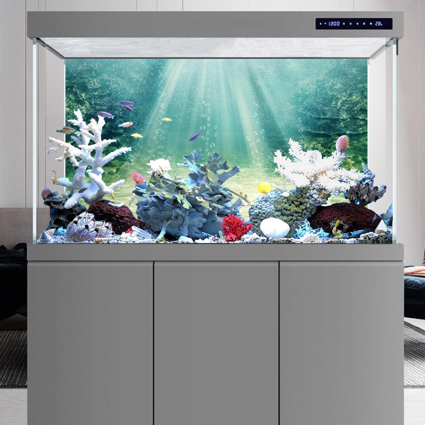 30X18 Inches Aquarium Background Aquatic Plant Bubble Underwater Ocean Floor Fish Tank Background Polyester Background