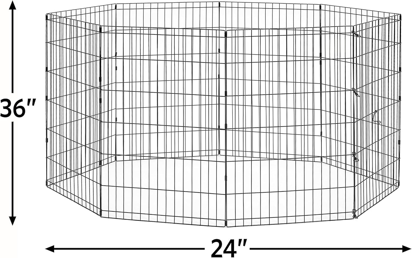 Dog Exercise Pen & Playpen, 24" W X 36" H, No Door, Black