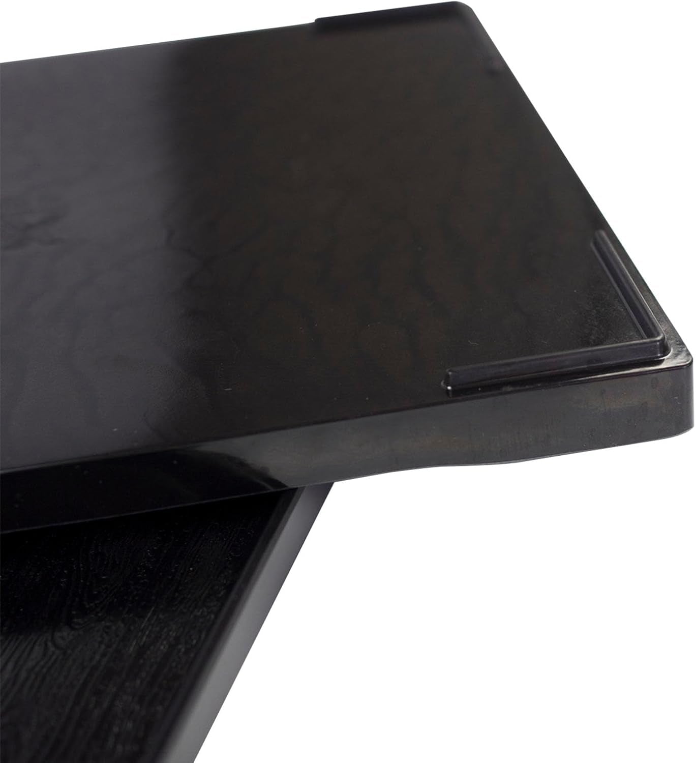 Reptile Bowl Large Food and Water Dish Enough Space Also Fit for Bath Simulated Wood Grain Surface (L, Black)