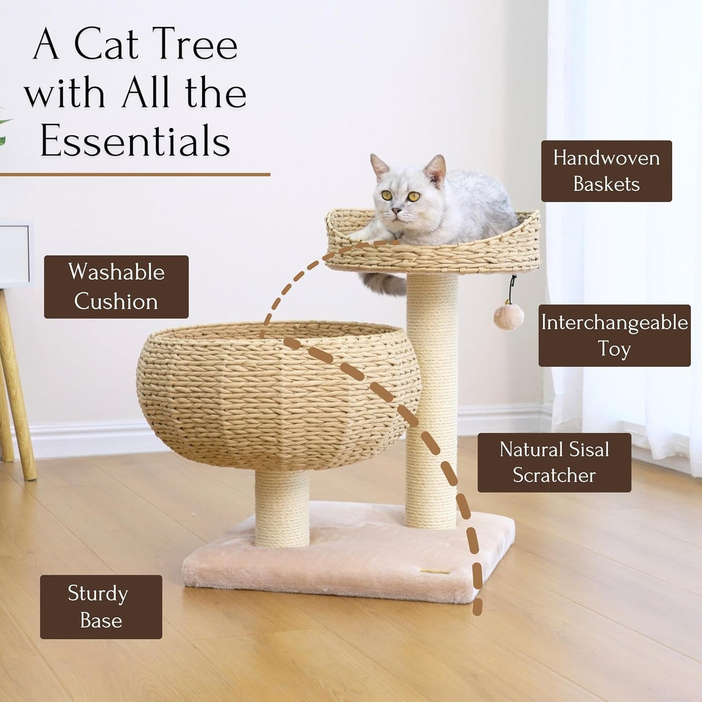 Paper Rope Natural Bowl Shaped with Perch Cat Tree