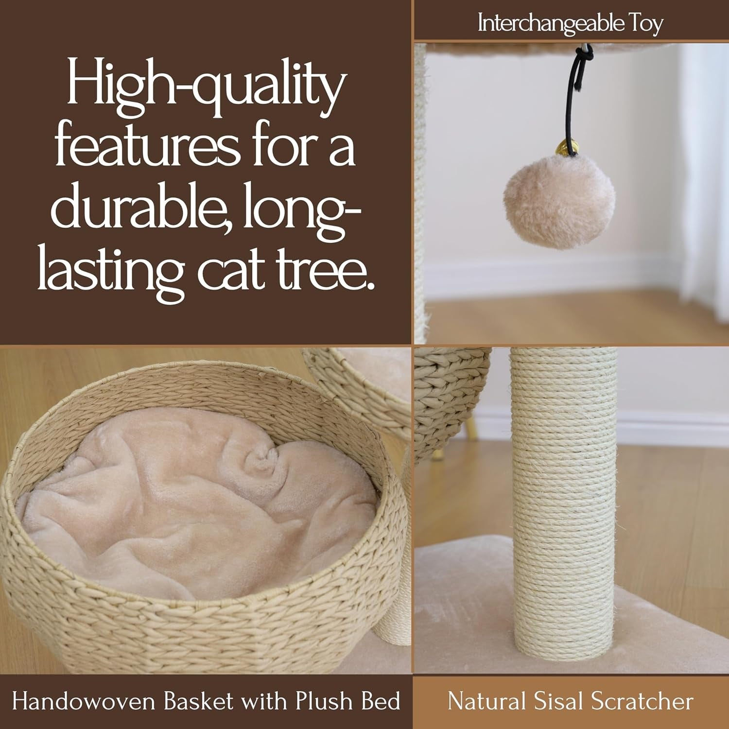 Paper Rope Natural Bowl Shaped with Perch Cat Tree