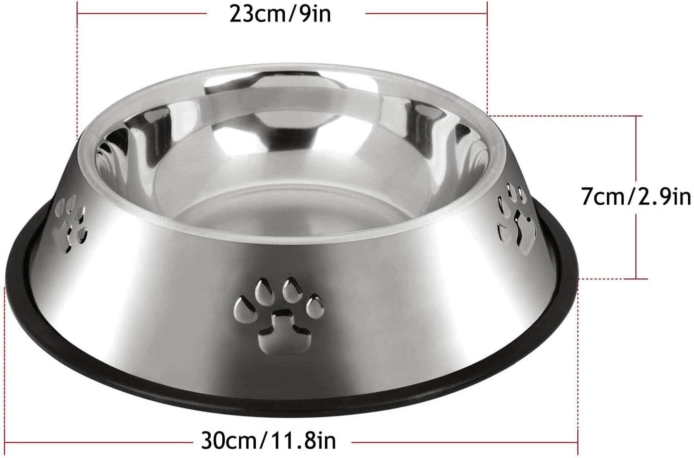 2 Stainless Steel Dog Bowls, Dog Feeding Bowls for Large Dogs, Anti-Turnover Pet Dish with Rubber Base, Medium and Large Pet Feeder Food Water Plate (Xl-51Oz)