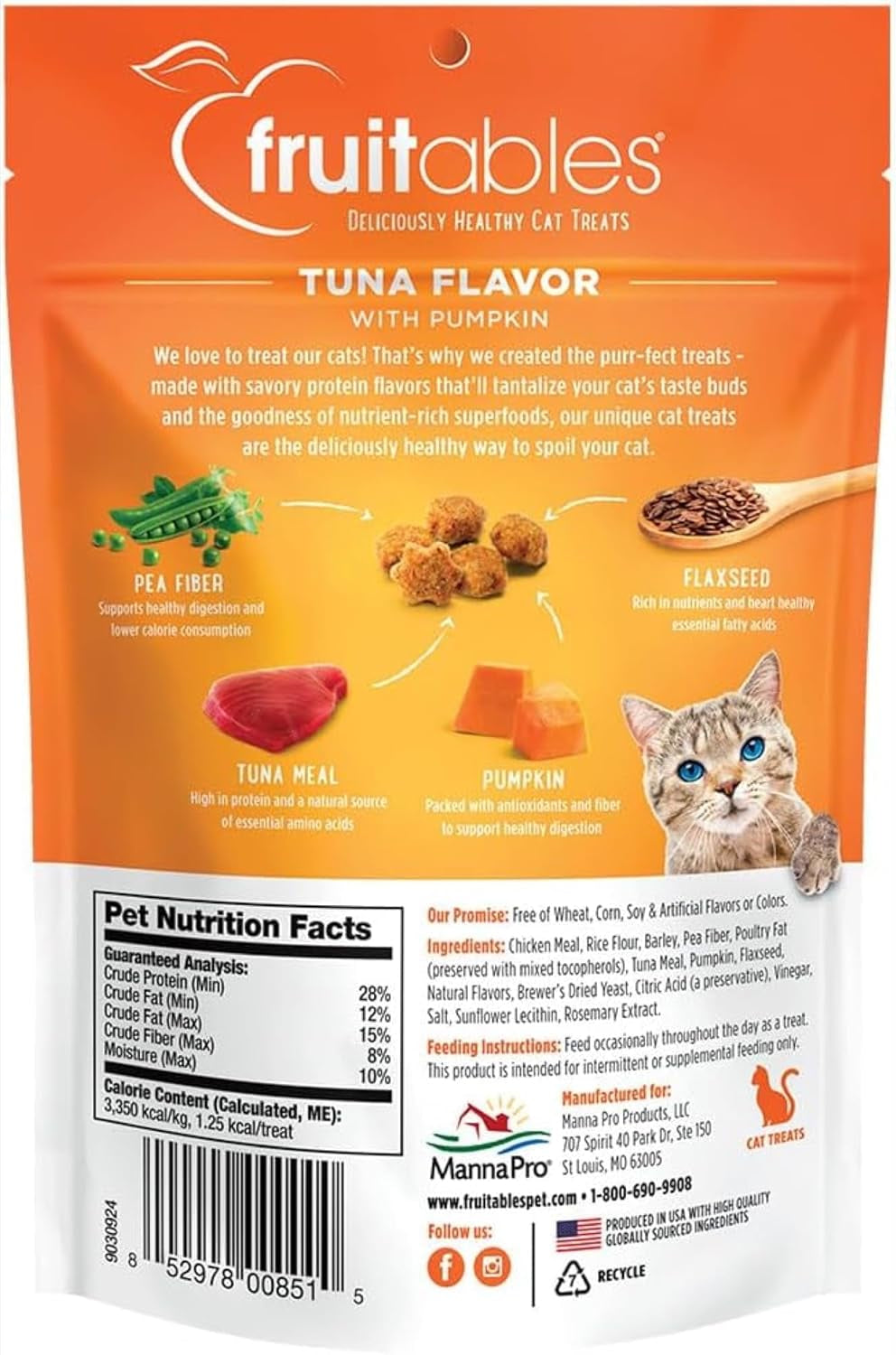 Cat Treats, Healthy Treats for Cats, Low Calorie and Packed with Protein, Crunchy Biscuits, Free of Wheat, Corn and Soy, Made with Real Tuna and Pumpkin, 2.5Oz