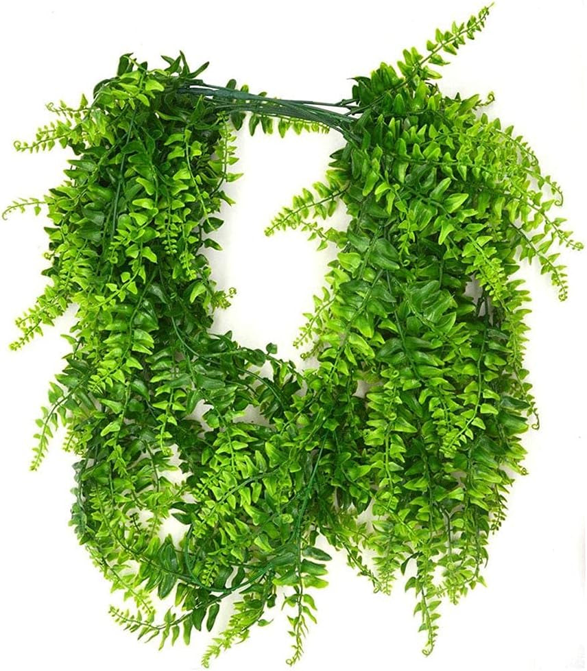 Reptile Plants Hanging Fake Vines Boston Climbing Terrarium Plant with Suction Cup for Bearded Dragons Lizards Geckos Snake Pets Hermit Crab and Tank Habitat Decorations (2 Pack)